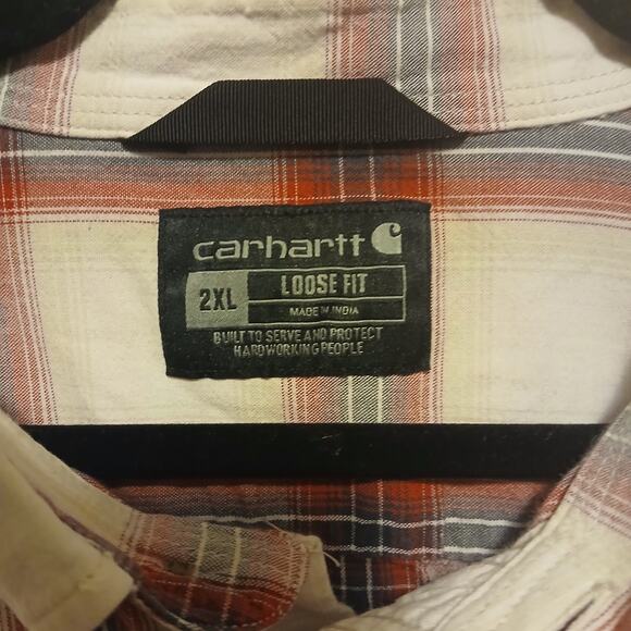 Carhartt Loose Fit Shirt Blue Short Sleeve Button Down Men's Size 2XL - Picture 2 of 6